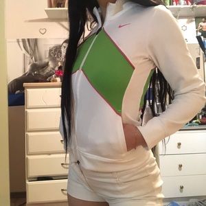 authentic green and white Nike zip-up jacket